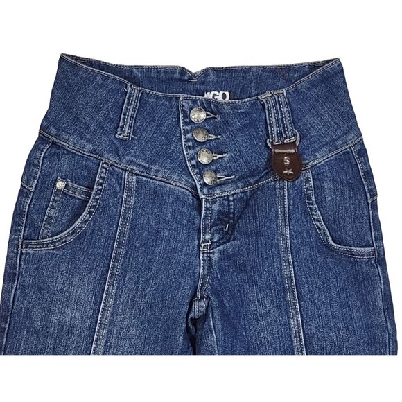 Vintage Bongo Jeans Button Fly Asymmetrical Front Seam Tapered Stretch Sz 0 - Picture 6 of 7